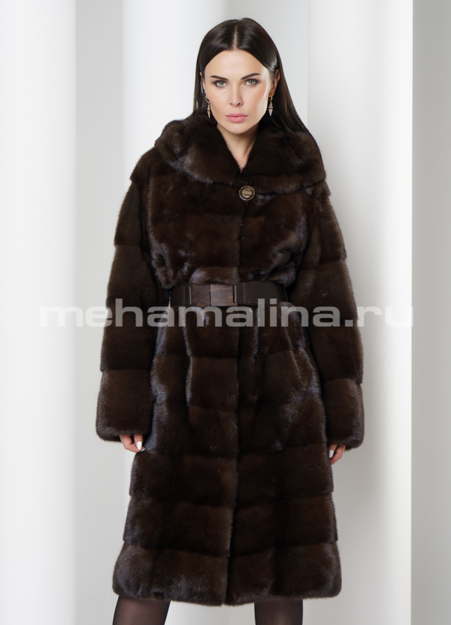 Шуба из норки модель № S-713 меха малина
