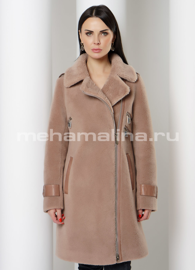 фото Пальто из овечьей шерсти с отложным воротником модель № 9170