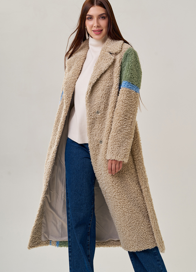 Удлиненное женское пальто из искусственного меха модель № 23237 в рассрочку