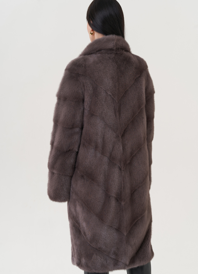 Норковая шуба с английским воротником  модель № 26018 универмаг малина