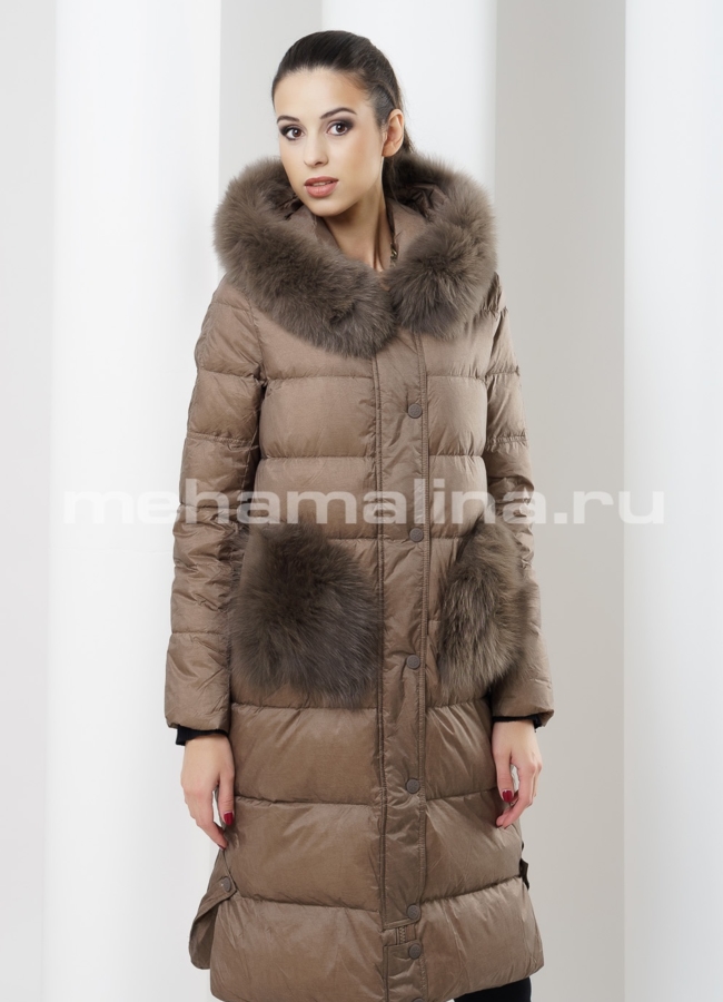 Женская куртка модель № П-74 меха малина