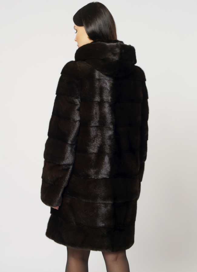 фото Норковая шуба трансформер в цвете махагон модель № 2105