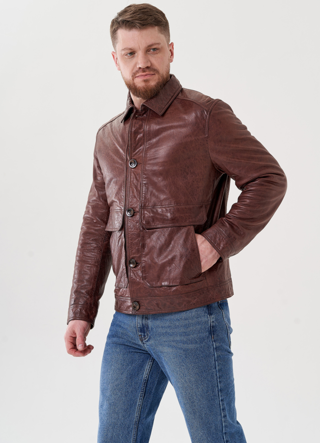 Мужская кожаная куртка  модель № 24440 в рассрочку