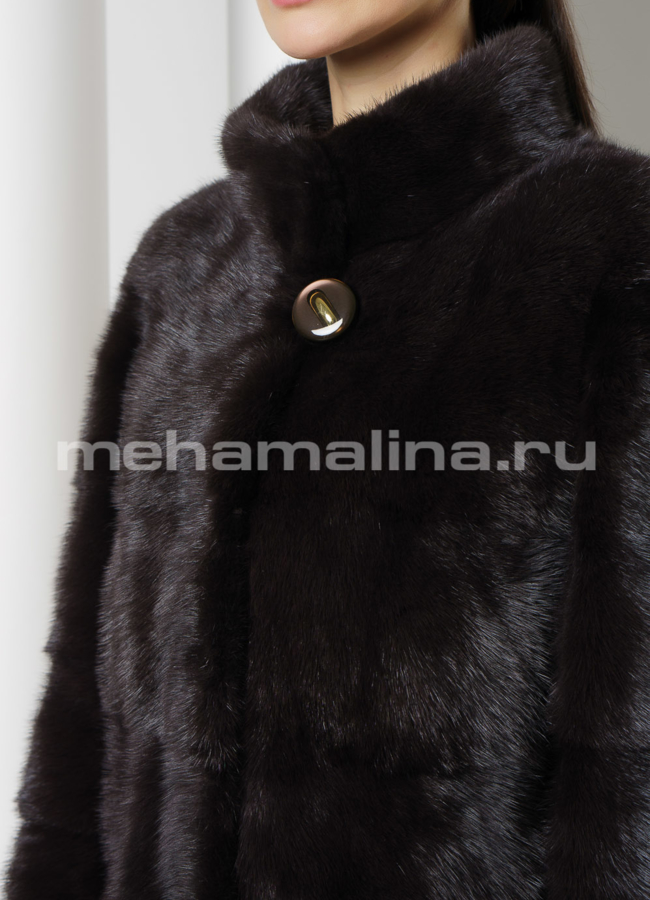 Норковая шуба воротник стойка цвет уголь модель № S-737 универмаг малина