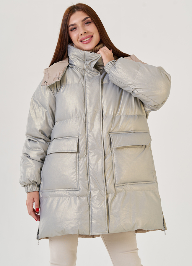 Женский эко пуховик свободного кроя Malina Siberian модель № 23438 универмаг малина