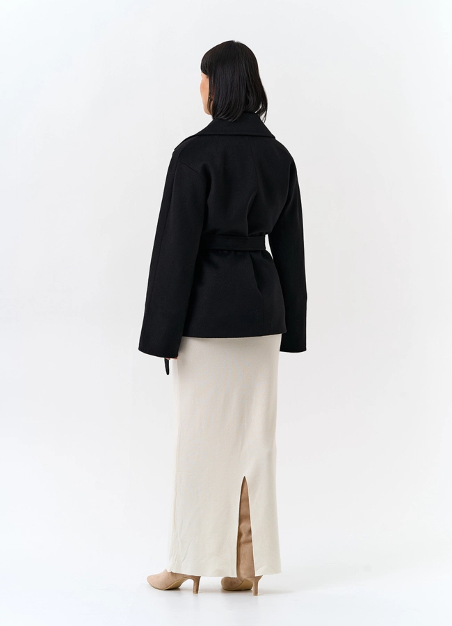 Женское укороченное пальто с английским воротником модель № 32511 в рассрочку