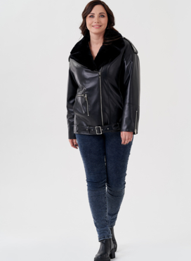 Куртка-косуха из эко кожи на утеплителе с натуральным мутоном Куртка-косуха из эко кожи на утеплителе с натуральным мутоном