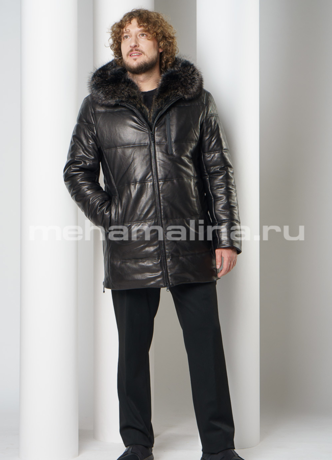 Удлиненный пуховик на молнии с капюшоном модель № ПМ-107 в кредит