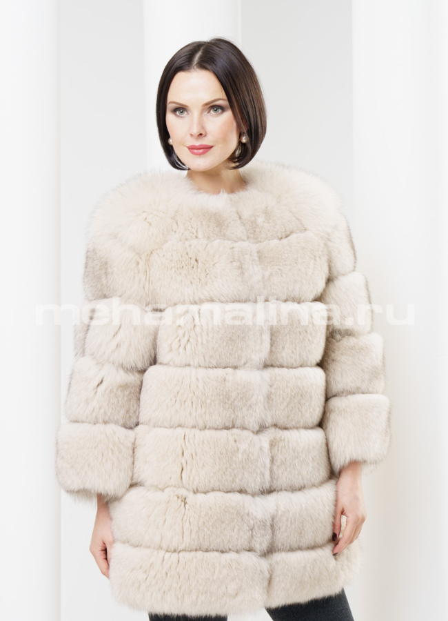 Шуба из песца модель № S-322 меха малина