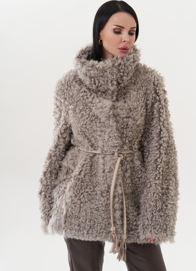 Двухсторонняя натуральная дубленка модель № 26832 универмаг малина