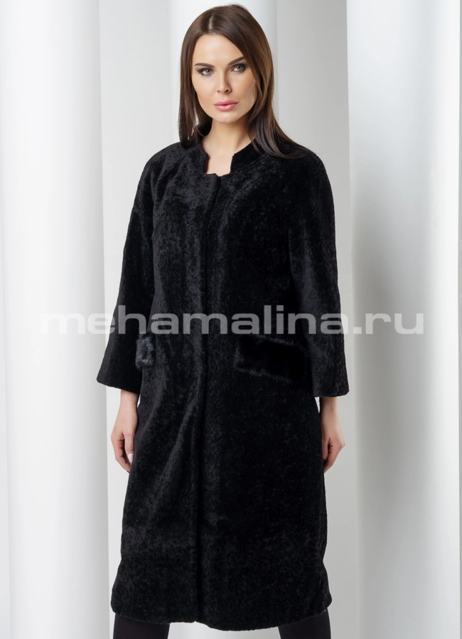 Пальто меховое модель № K-396 меха малина