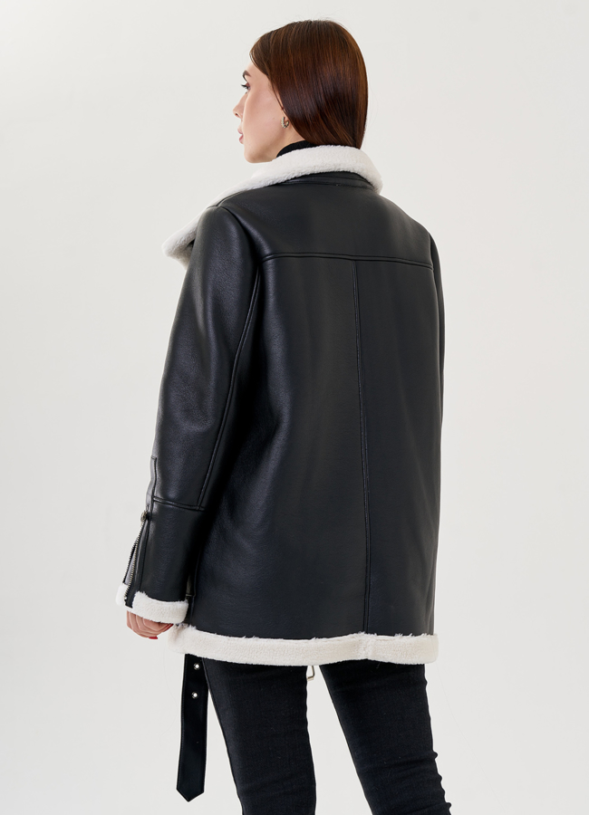 Женская дубленка - пилот из искусственного меха модель № 79307 в кредит