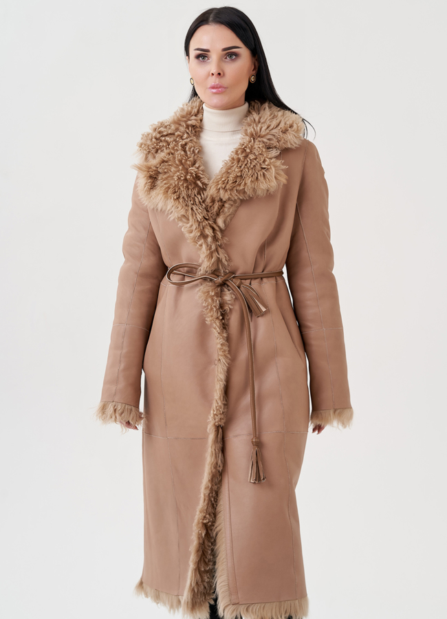 Женская дубленка с английским воротником  модель № 23910 универмаг малина