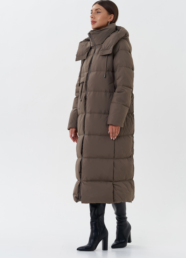 Длинный пуховик с капюшоном модель № 28501 в кредит