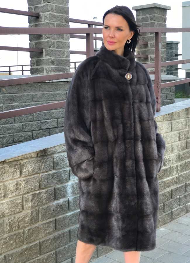 Норковая шуба в цвете капучино модель № 8010 в кредит