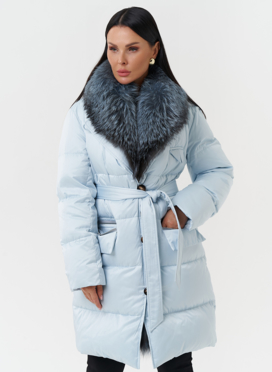 Пуховик с капюшоном из меха лисы