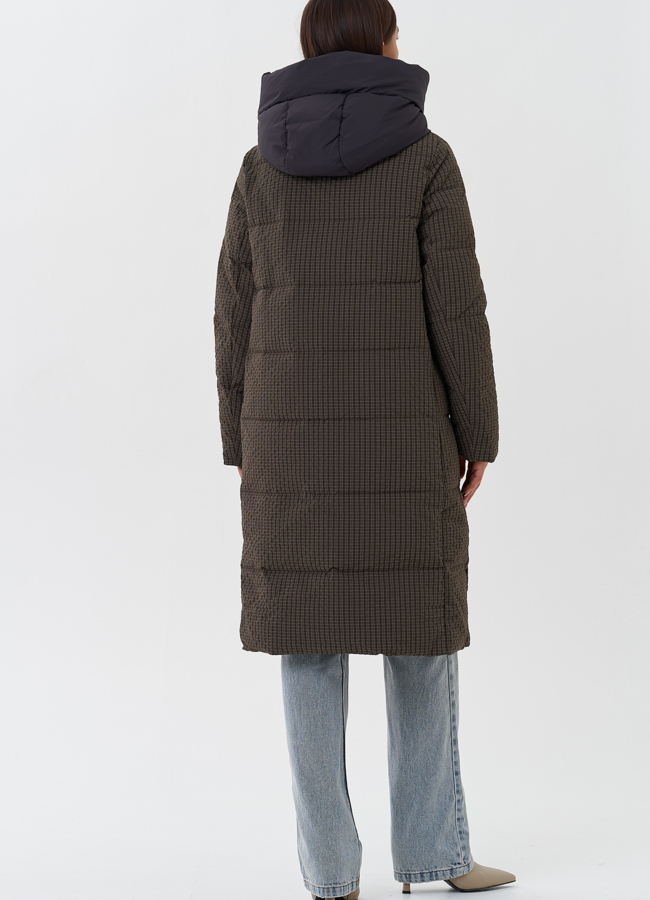 Женский пуховик с принтом модель № 28566 универмаг малина