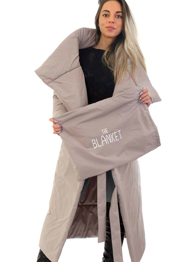 Пуховик-одеяло с поясом модель № П-227 универмаг малина