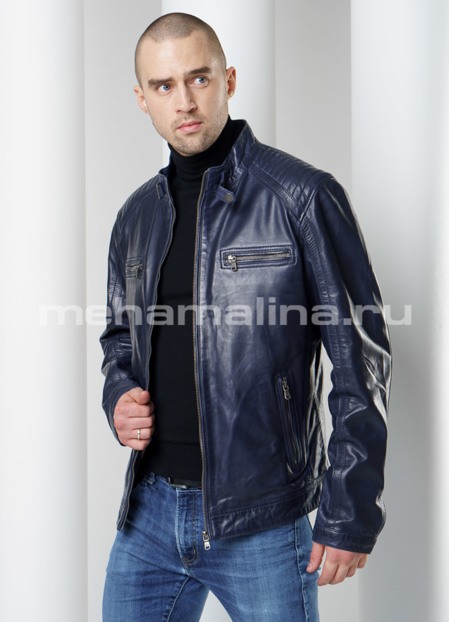 Мужская кожаная куртка модель № KP-221 универмаг малина