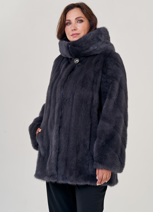 Женская шуба из норки в цвете графит модель № 23074 универмаг малина