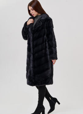 Норковая шуба с английским воротником в сером цвете Норковая шуба с английским воротником в сером цвете