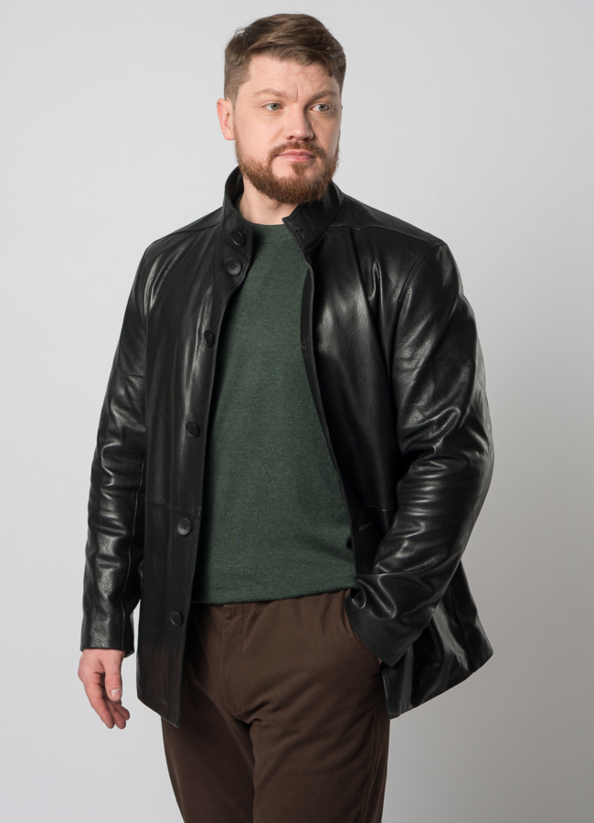 Куртка кожаная на пуговицах модель № W8017 универмаг малина