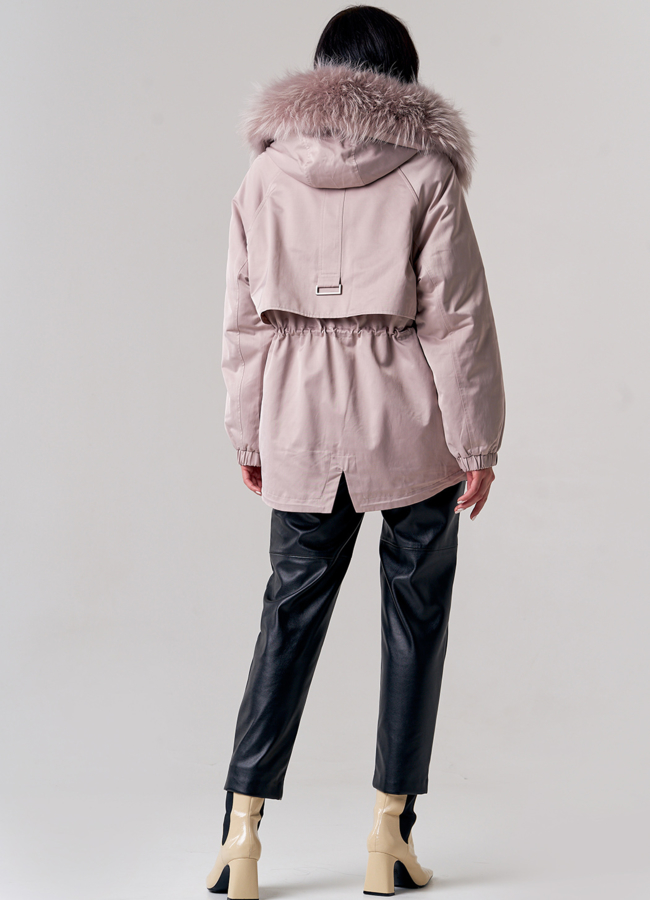 фото Женская парка оверсайз с меховой отделкой модель № 21599