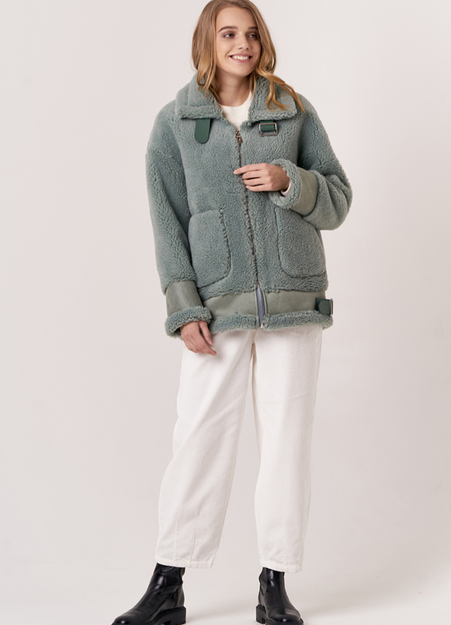 фото Куртка из шерсти с накладными карманами модель № 19431