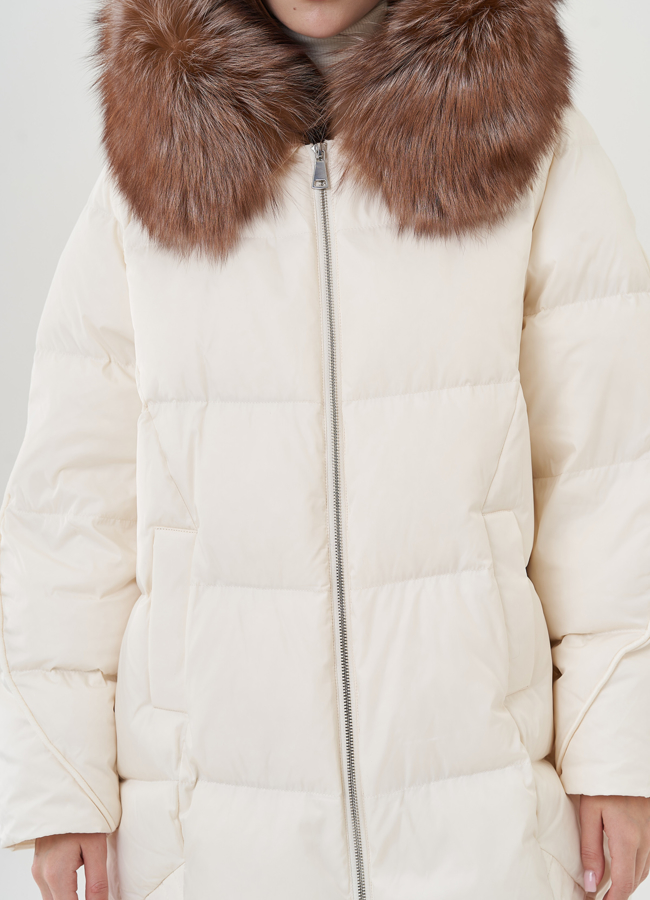 Женский пуховик средней длины модель № 25727 универмаг малина