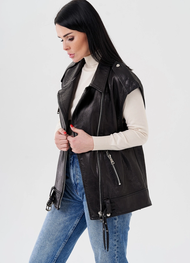 Жилет женский из натуральной кожи  модель № 24100 универмаг малина
