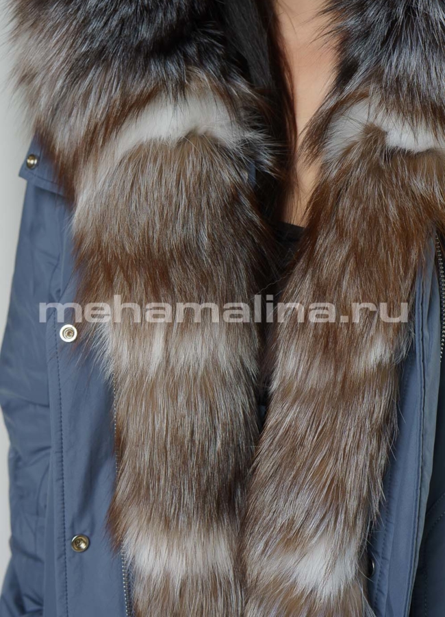 Укороченная парка с мехом  модель № 999 универмаг малина