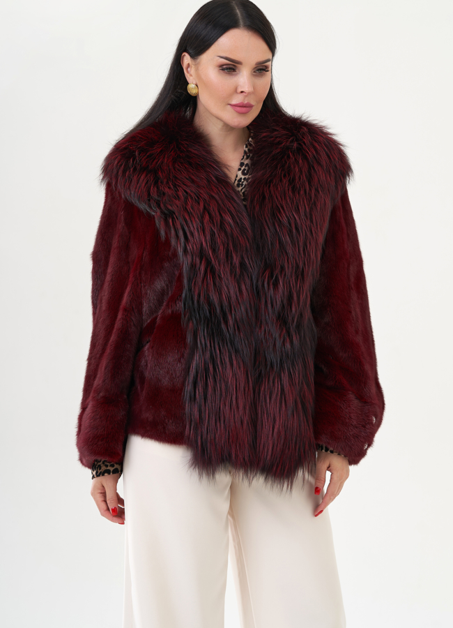 Куртка из норки бордового цвета модель № 24738 универмаг малина