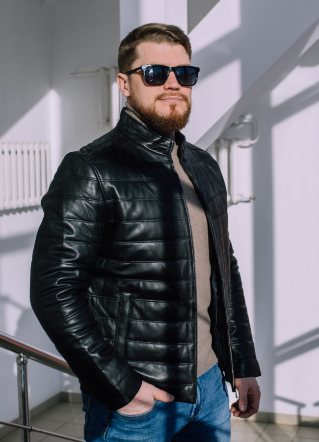 Куртка мужская из натуральной кожи  модель № 22033 в кредит