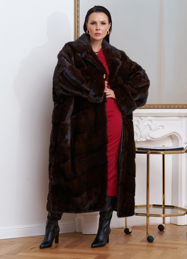 Шуба из меха норки с английским воротником модель № 27589 универмаг малина