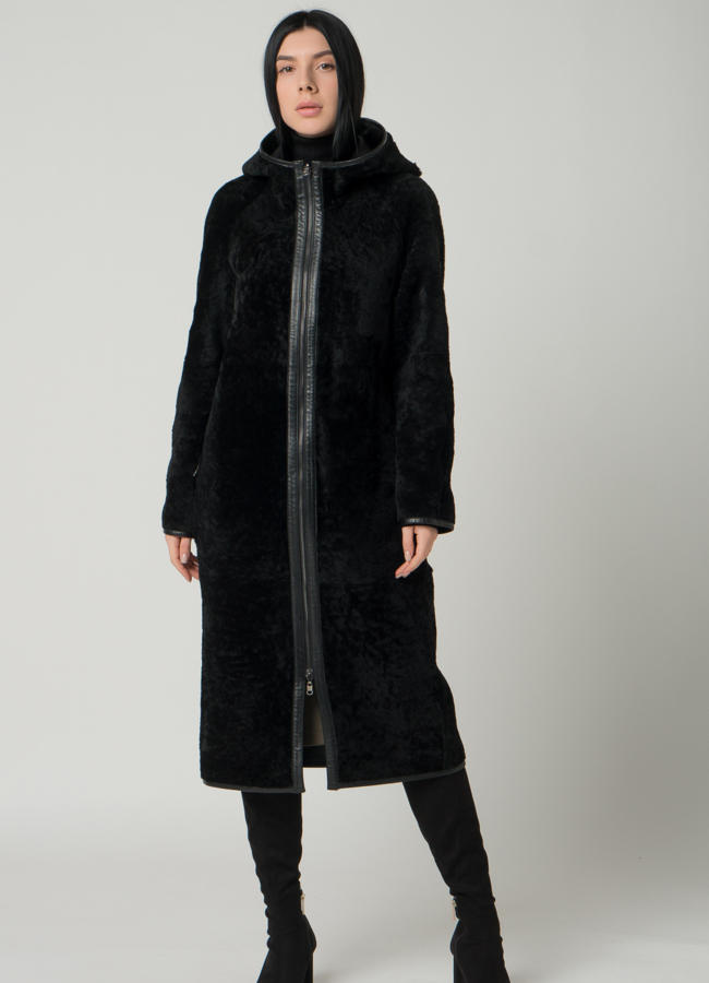 фото Двустороння женская дубленка из астрагана  модель № 22236