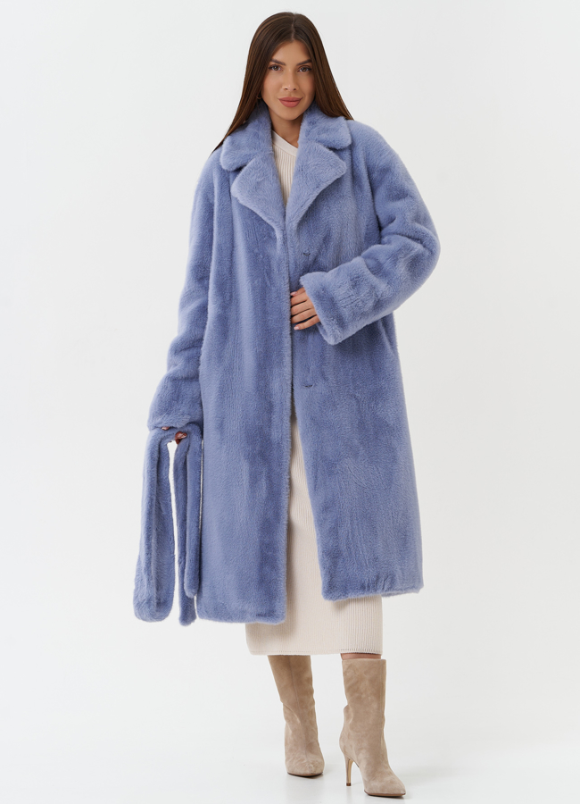 Пальто из эко меха с английским воротником модель № 27723 универмаг малина