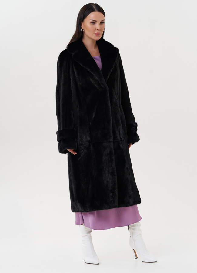 Шуба из норки с английским воротником  модель № 26051 в рассрочку