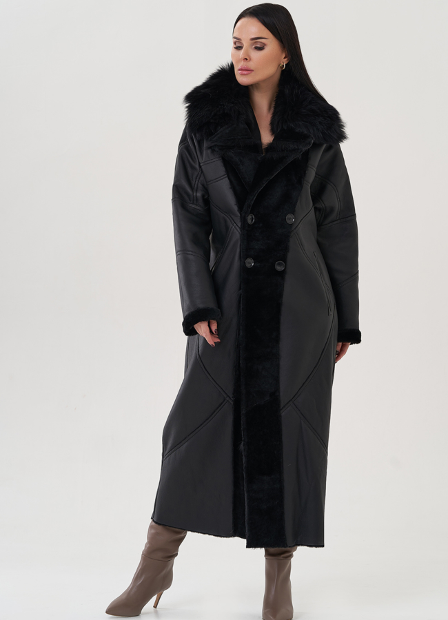 Женская дубленка с английским воротником  модель № 26046 универмаг малина