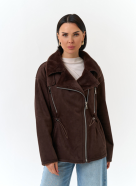 Женская дубленка из эко замши