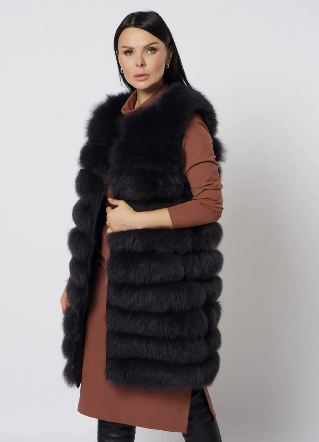 Шуба из песца в цвете графит модель № 11879 универмаг малина