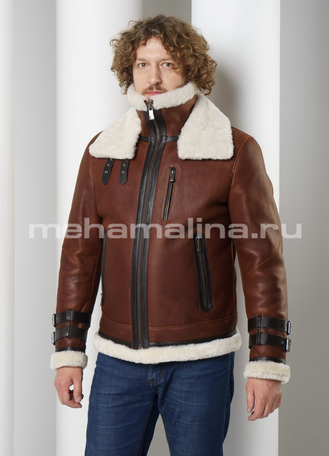Дубленка пилот на молнии модель № DM-128 универмаг малина
