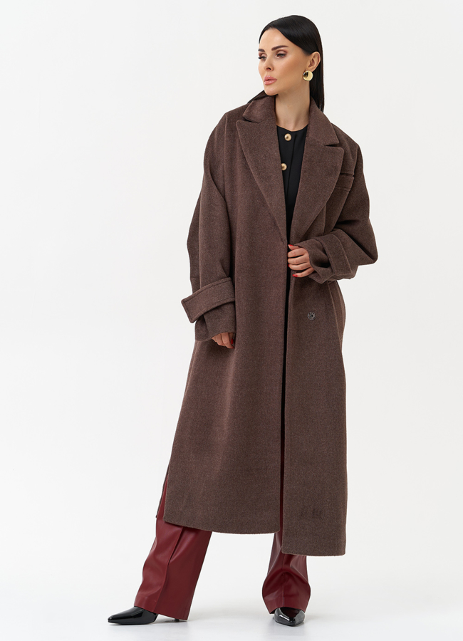 Длинное женское пальто с английским воротником модель № 30201 универмаг малина