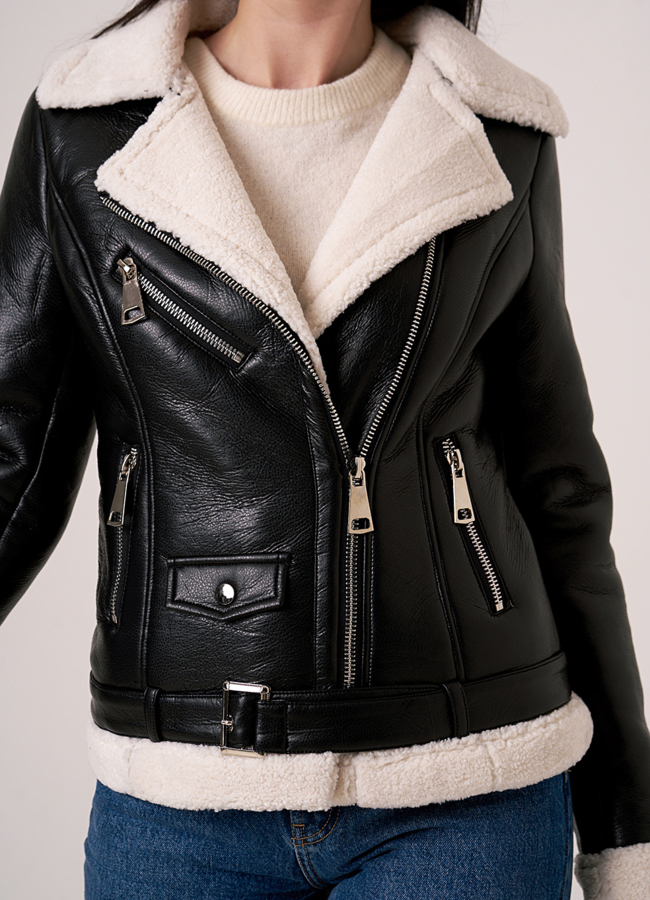 Дубленка косуха с белым мехом модель № 2133 в кредит