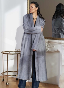 Длинная шуба из меха норки