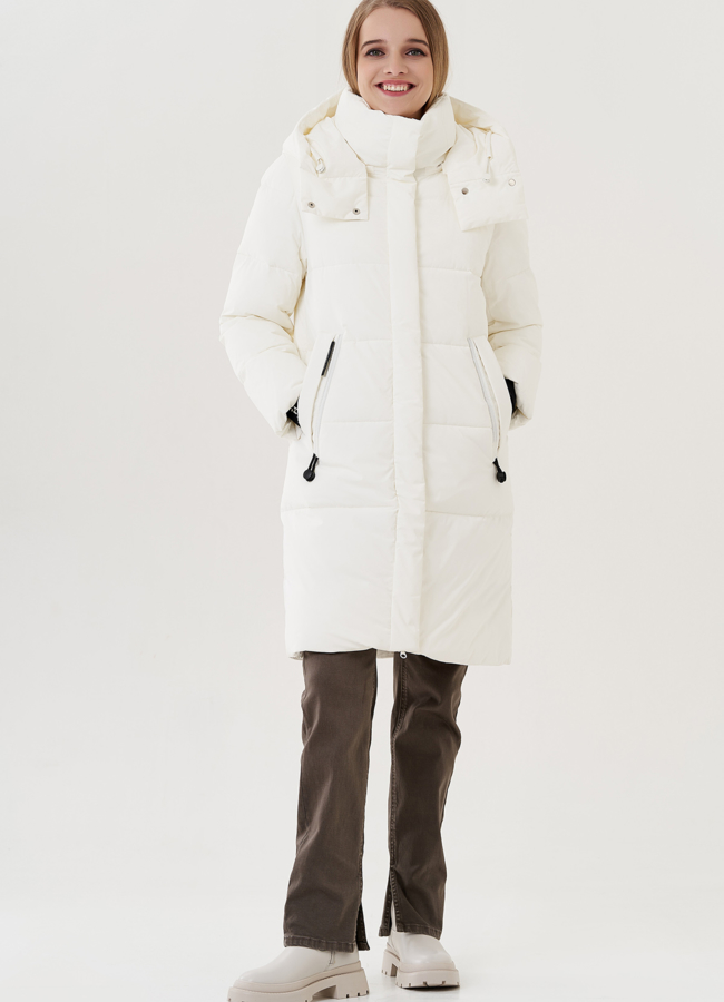 Женский пуховик с капюшоном  модель № 24949 меха малина