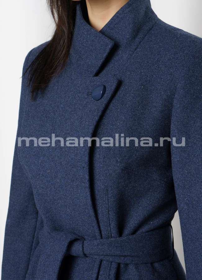 Пальто темно-синее со стойкой, на пуговицах модель № 1936 универмаг малина