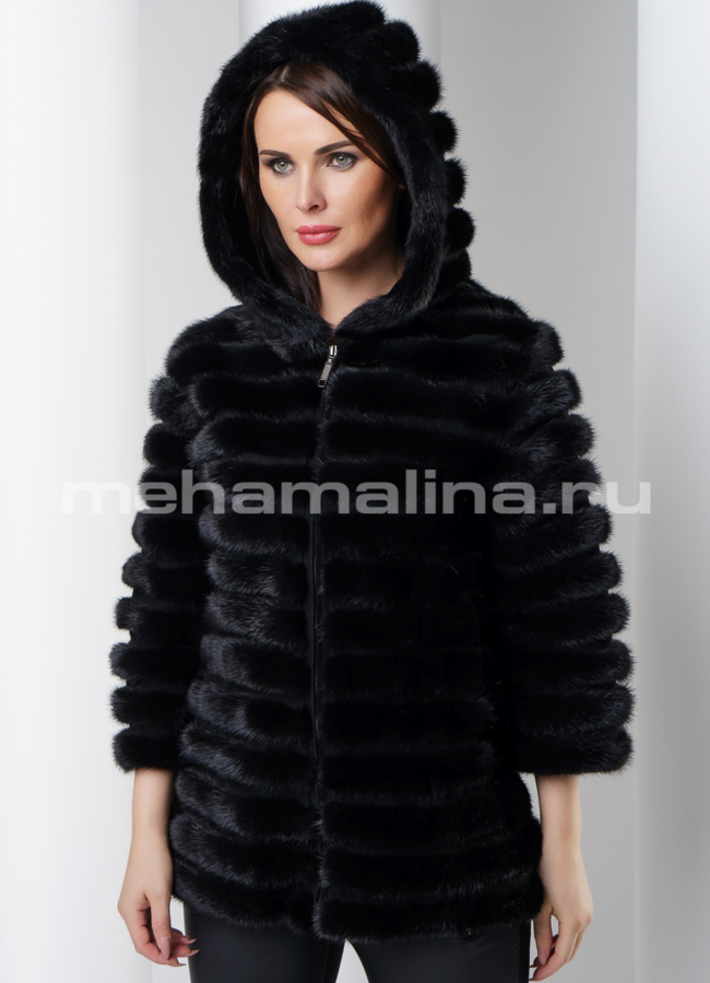 фото Жакет из норки с капюшоном модель № M-137