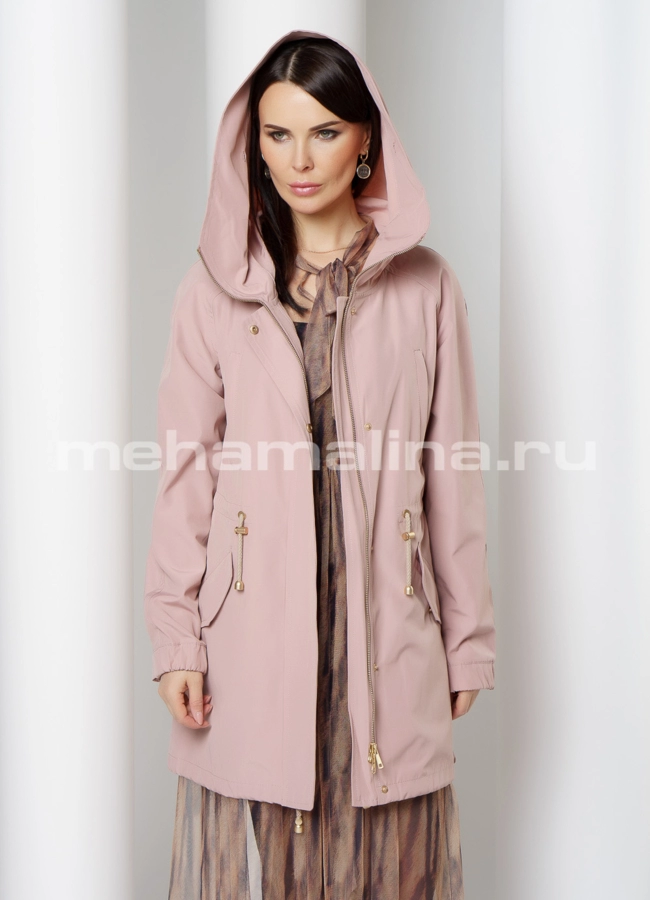 Парка в розовом цвете с меховой отделкой  модель № 12260 универмаг малина