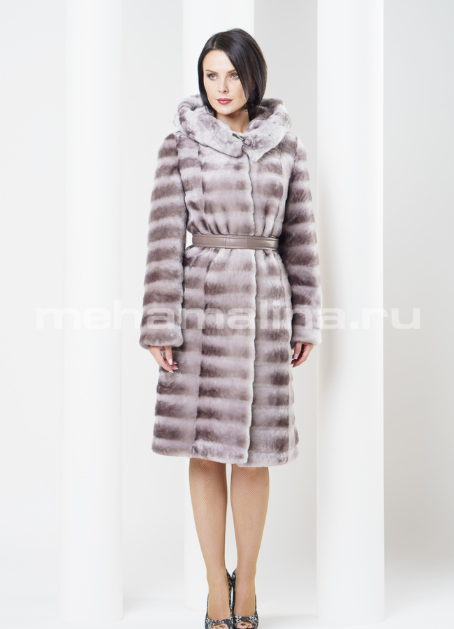 Шуба из мутона поперечка светлая модель № S-297 в кредит