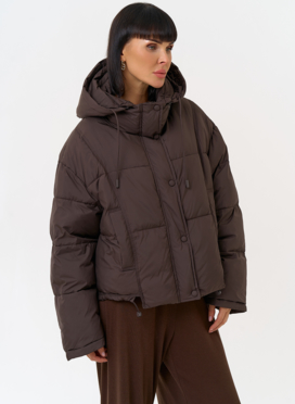 Женский короткий пуховик с капюшоном